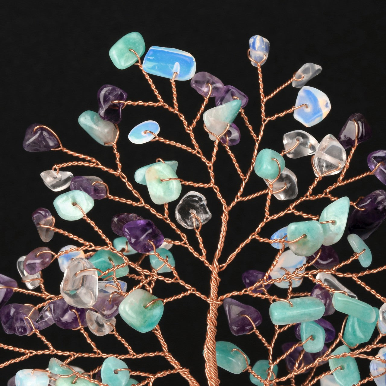 Natural Crystals Money Tree with Agate Slices Base Feng Shui Ornament | Jovivi - Jovivi