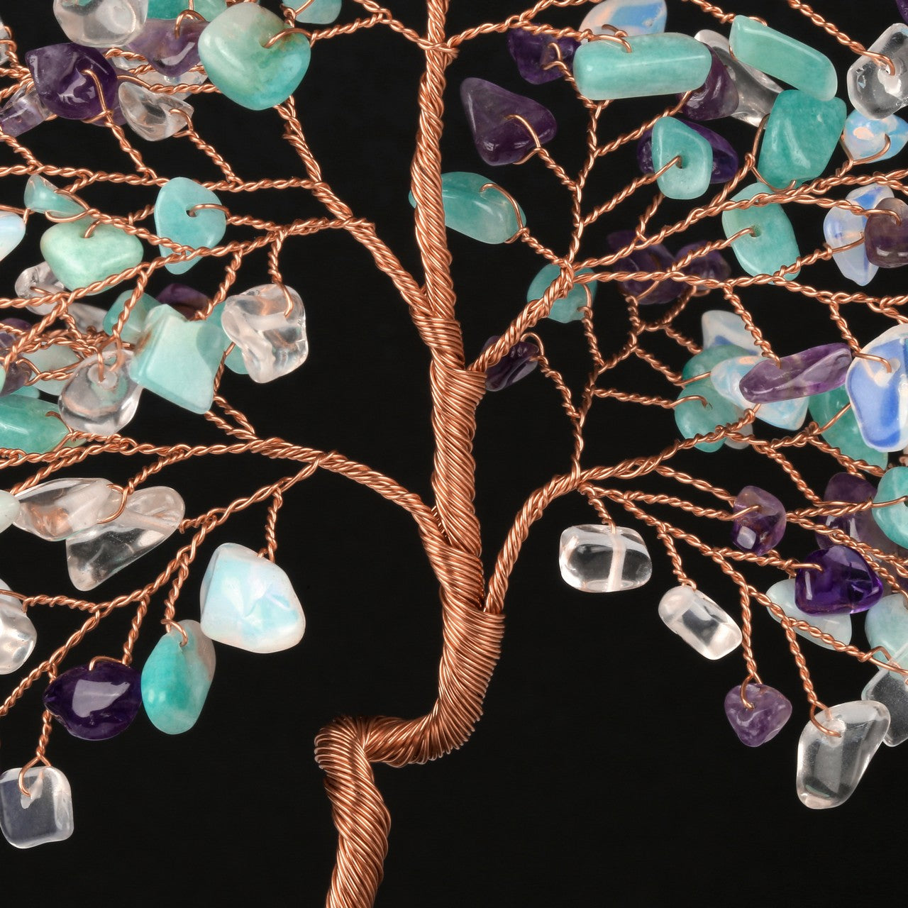 Natural Crystals Money Tree with Agate Slices Base Feng Shui Ornament | Jovivi - Jovivi