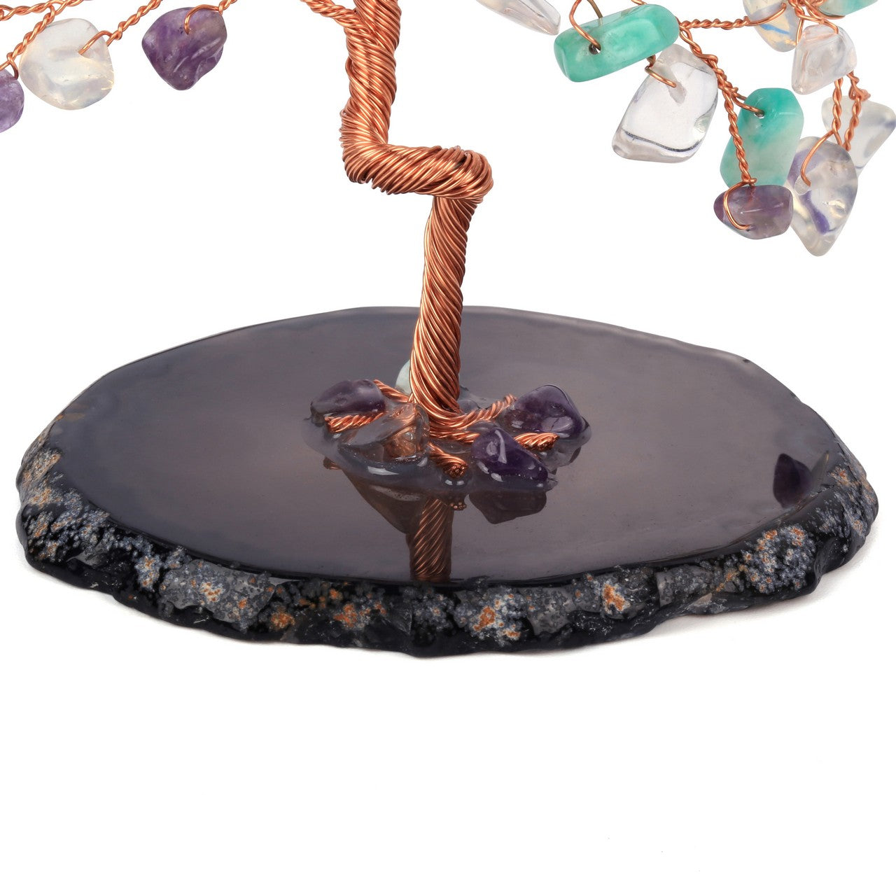 Natural Crystals Money Tree with Agate Slices Base Feng Shui Ornament | Jovivi - Jovivi