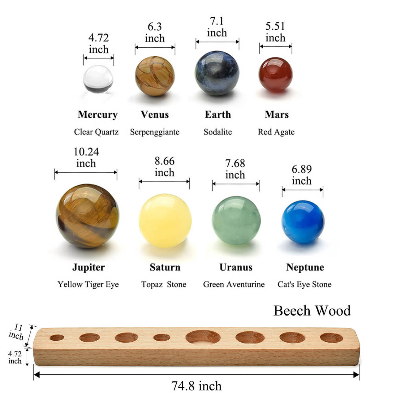 asd036101 jovivi 8 planets natural gemstone crystal solar system figurines home decorations for universe lovers