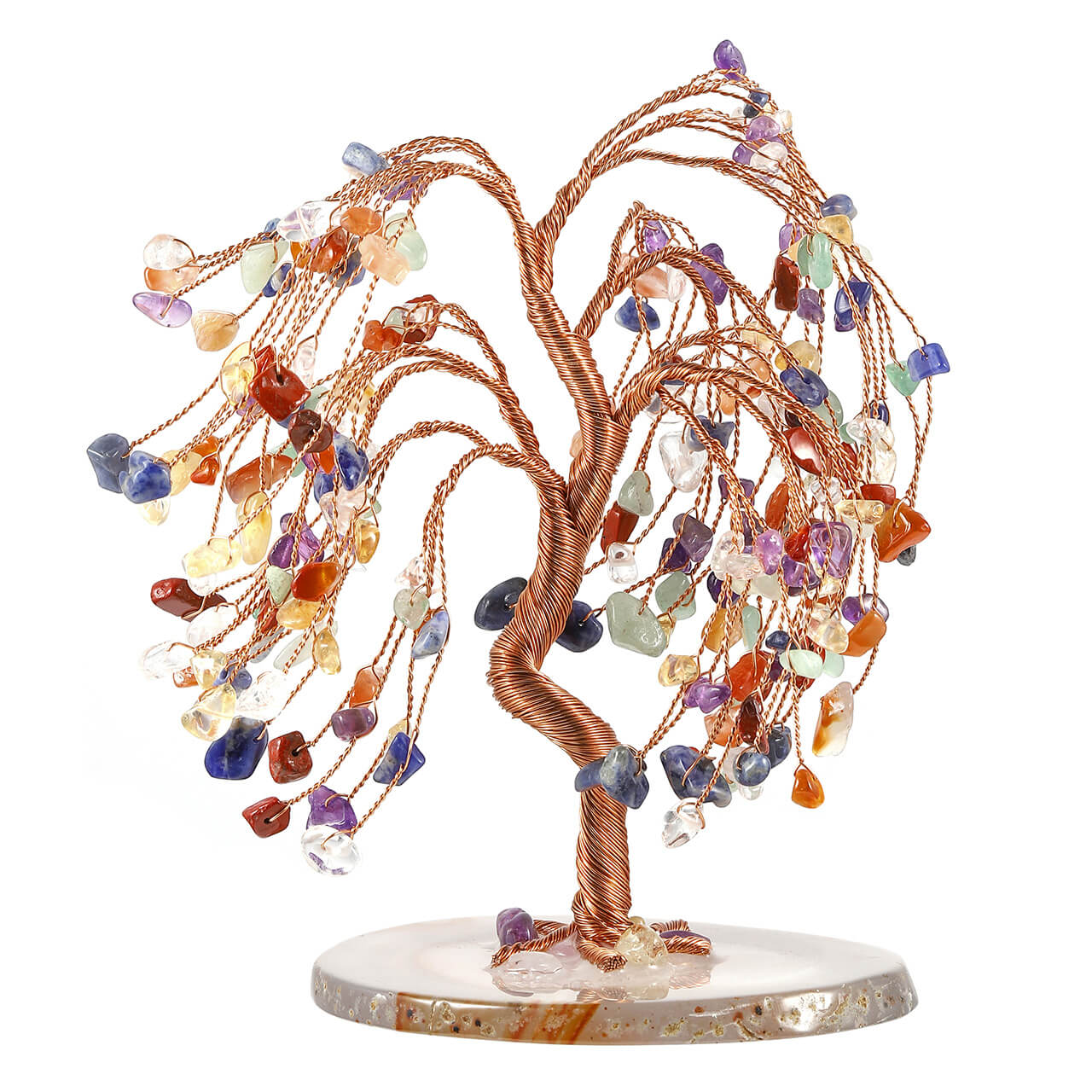 Jovivi 7 chakras healing crystal chip stones money tree for reiki home decor, front side, asd03520