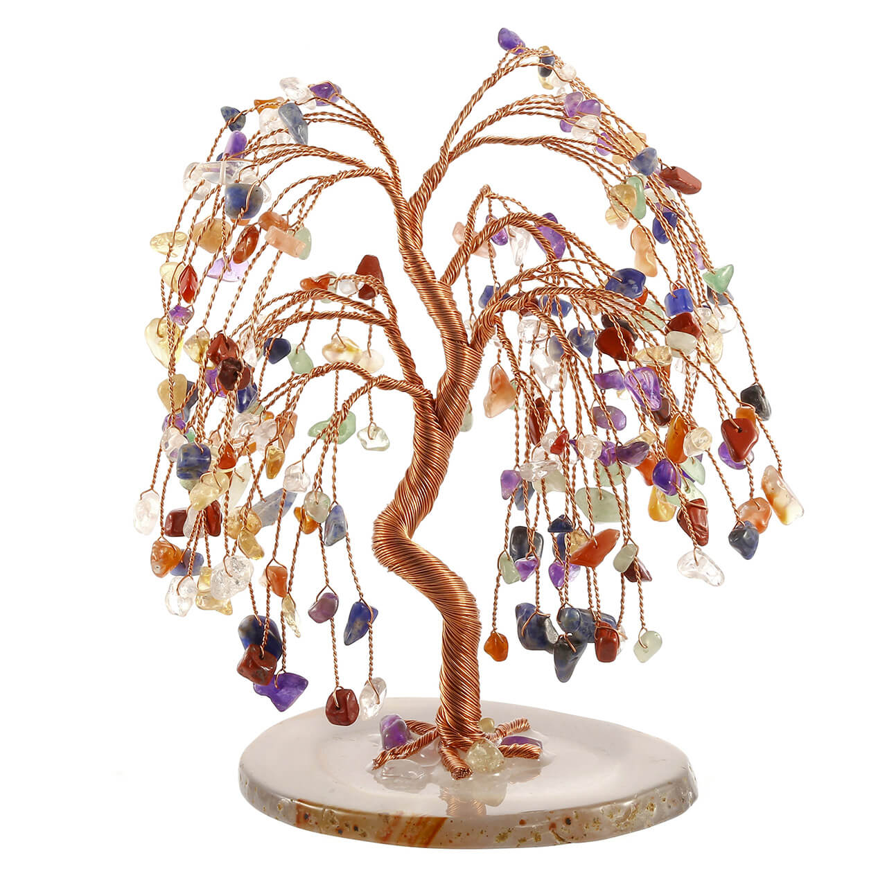 jovivi 7 charas chip stone money tree home figurine for crystal collector lucky reiki healing, asd03620