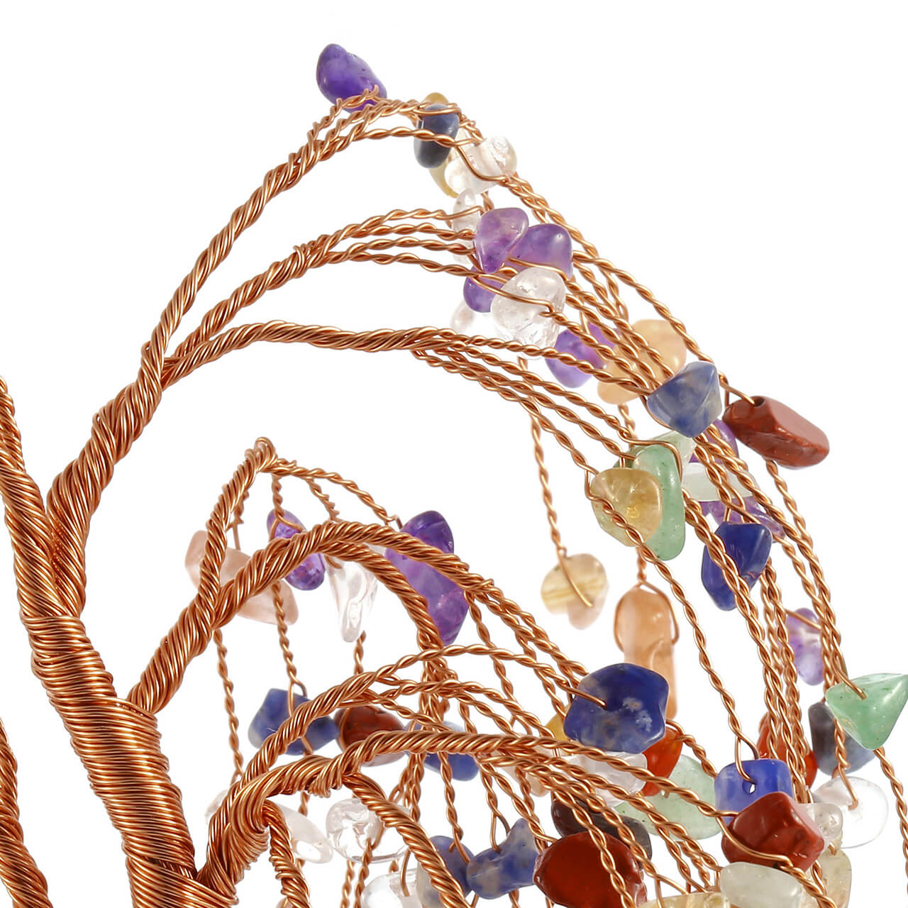 7 chakra chip stones cooper wires wrapped crystal tree, asd003620