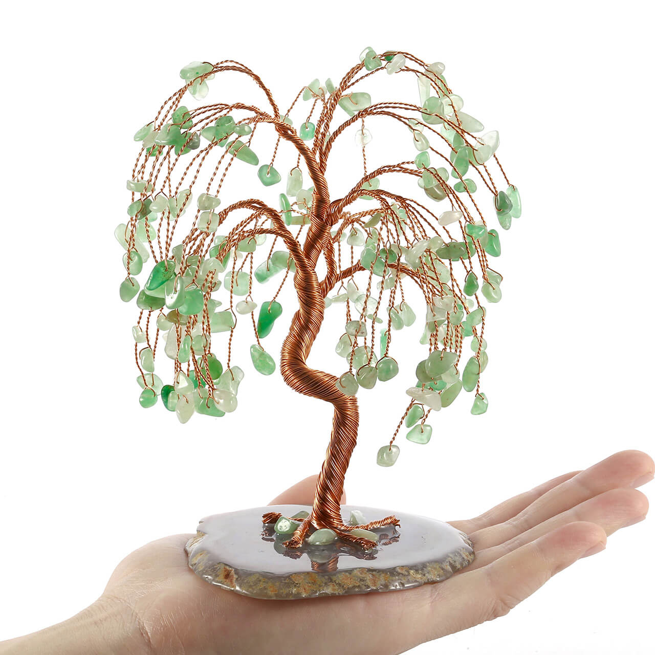 jovivi natural Green Aventurine feng shui ornament tree of life reiki home figurine