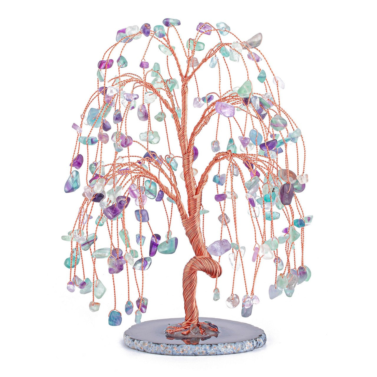 Natural Crystals Money Tree with Agate Slices Base Feng Shui Ornament | Jovivi - Jovivi