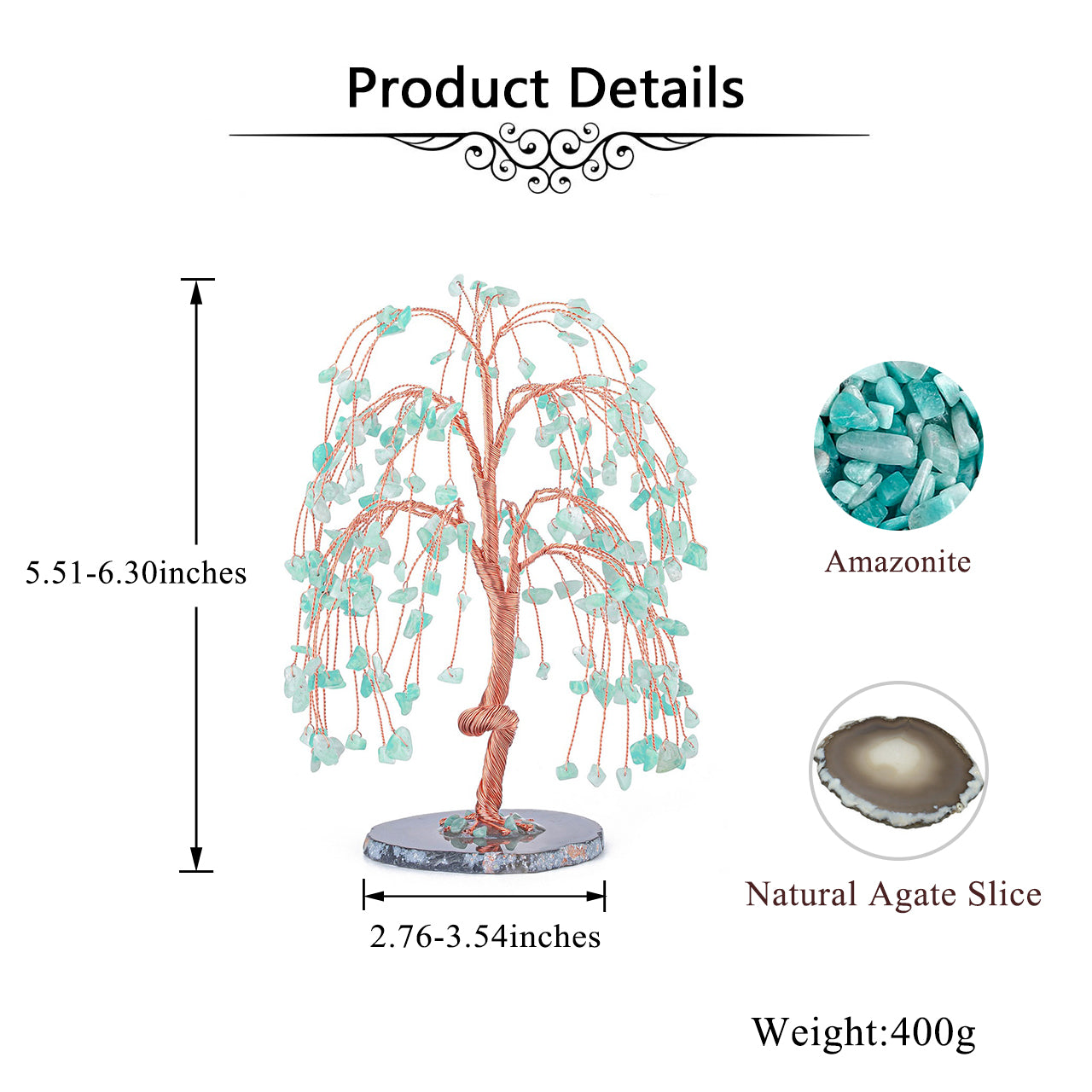 Natural Crystals Money Tree with Agate Slices Base Feng Shui Ornament | Jovivi - Jovivi