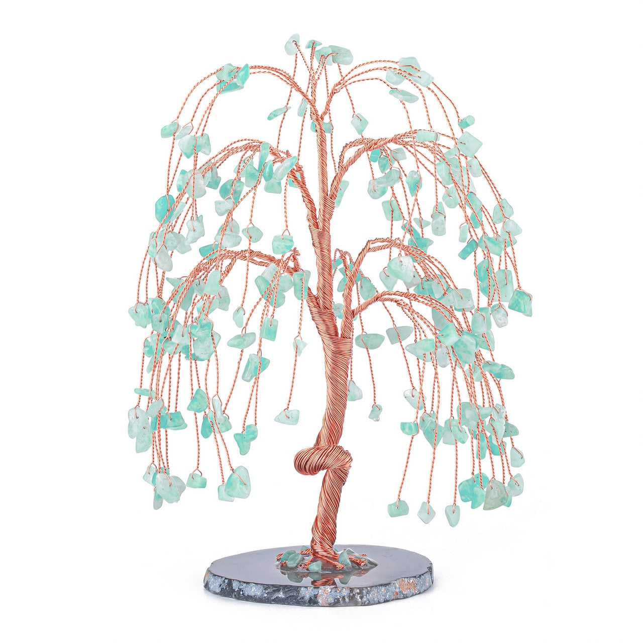 Natural Crystals Money Tree with Agate Slices Base Feng Shui Ornament | Jovivi - Jovivi