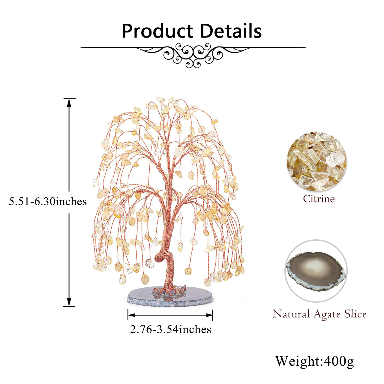 Natural Crystals Money Tree with Agate Slices Base Feng Shui Ornament | Jovivi - Jovivi