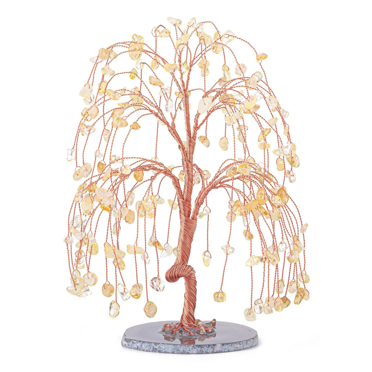 Natural Crystals Money Tree with Agate Slices Base Feng Shui Ornament | Jovivi - Jovivi