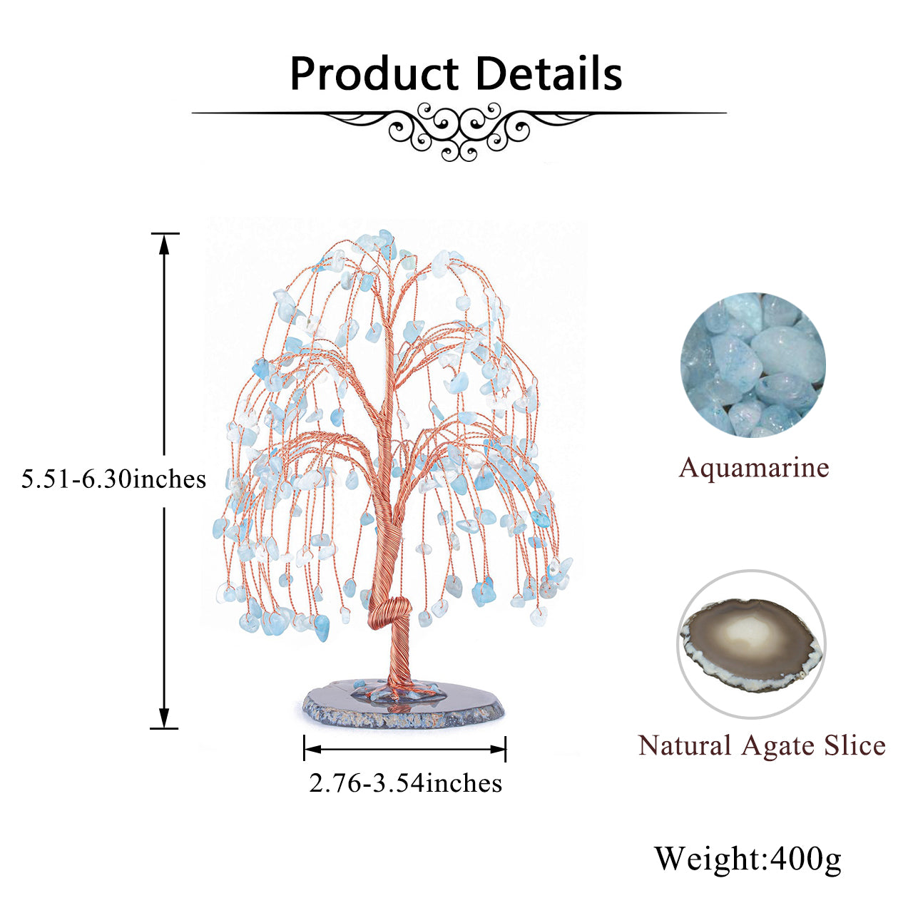 Natural Crystals Money Tree with Agate Slices Base Feng Shui Ornament | Jovivi - Jovivi