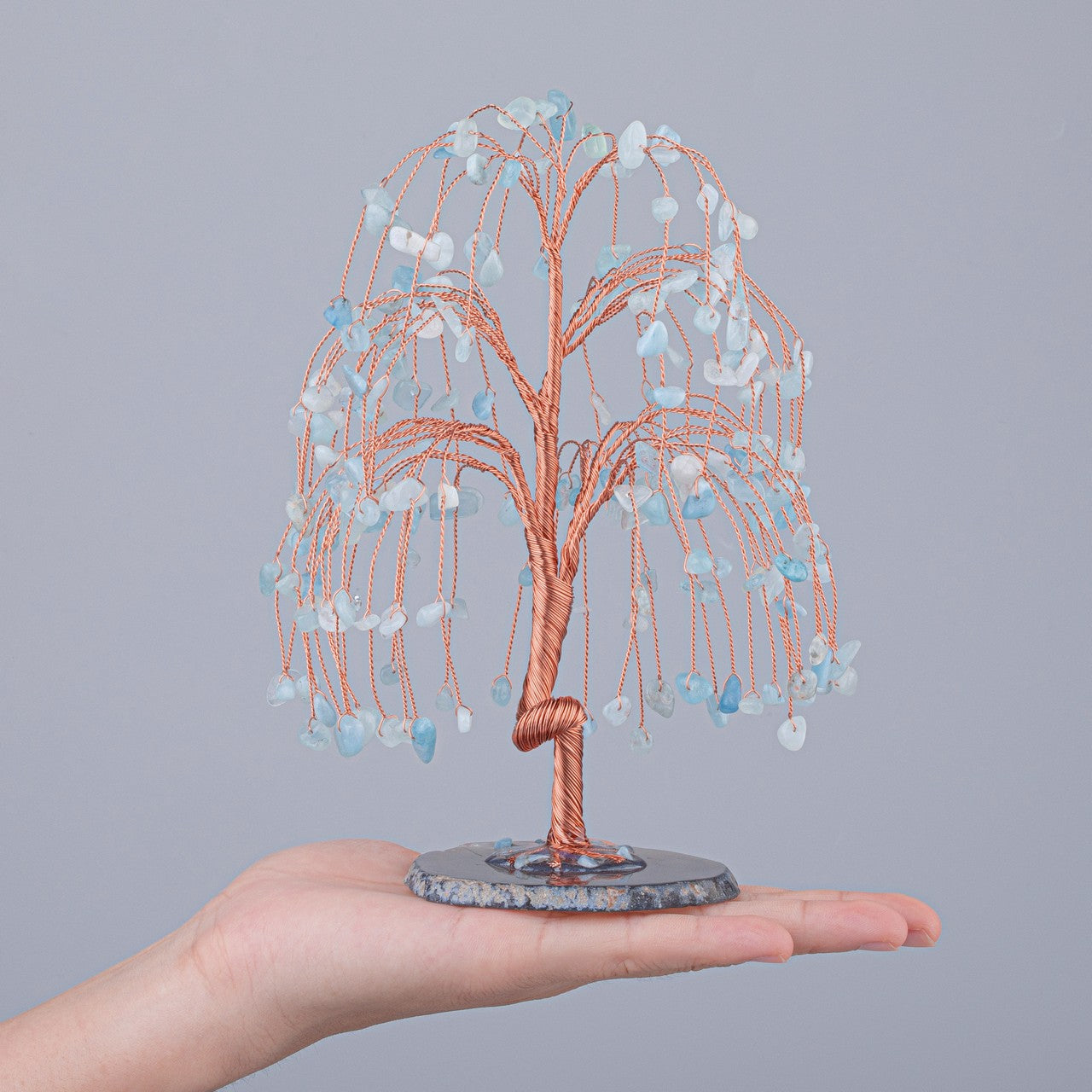 Natural Crystals Money Tree with Agate Slices Base Feng Shui Ornament | Jovivi - Jovivi