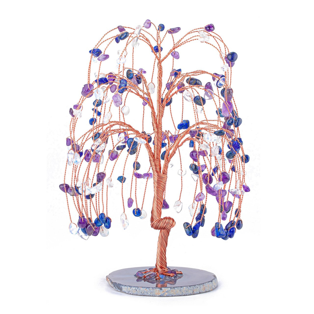 Natural Crystals Money Tree with Agate Slices Base Feng Shui Ornament | Jovivi - Jovivi