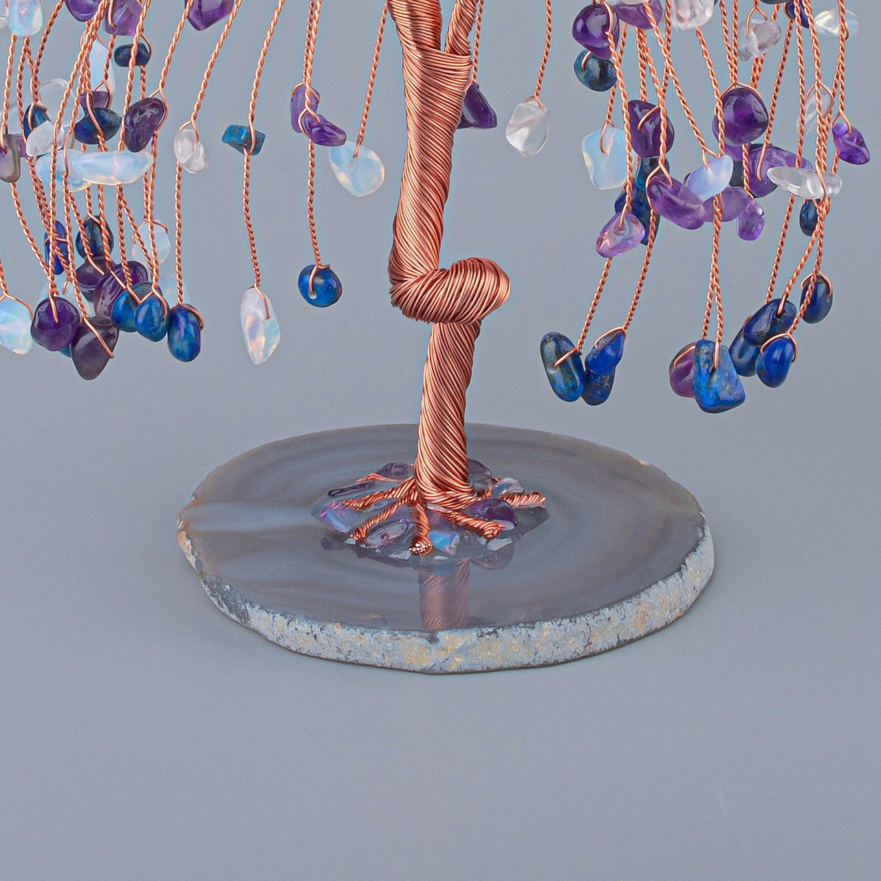 Natural Crystals Money Tree with Agate Slices Base Feng Shui Ornament | Jovivi - Jovivi