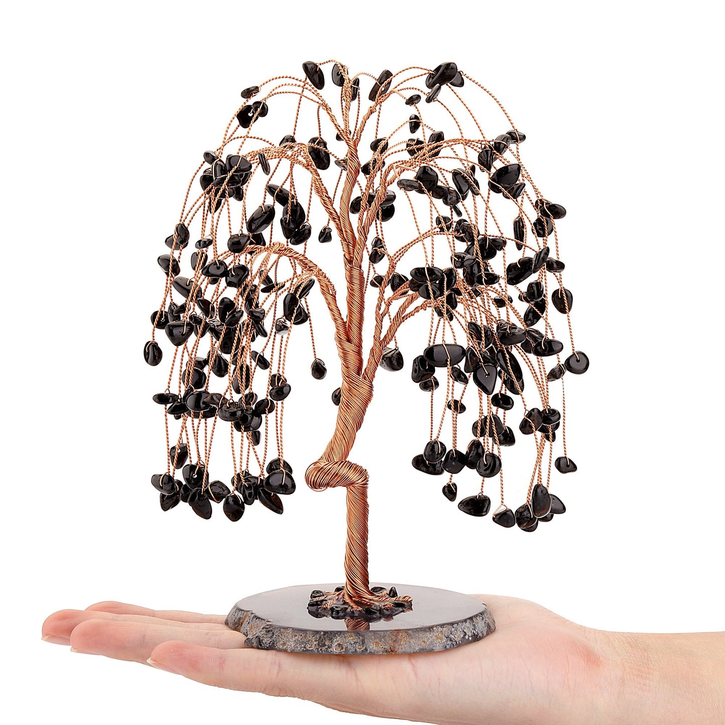 Natural Crystals Money Tree with Agate Slices Base Feng Shui Ornament | Jovivi - Jovivi