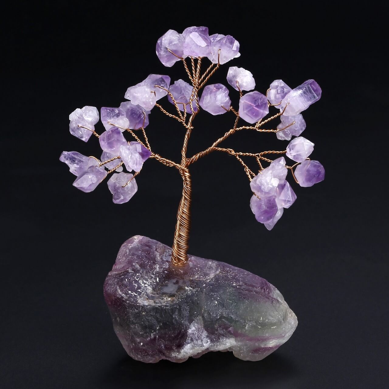 asd040601 Jovivi Amethyst reiki healing crystal tree with fluorite base home ornament