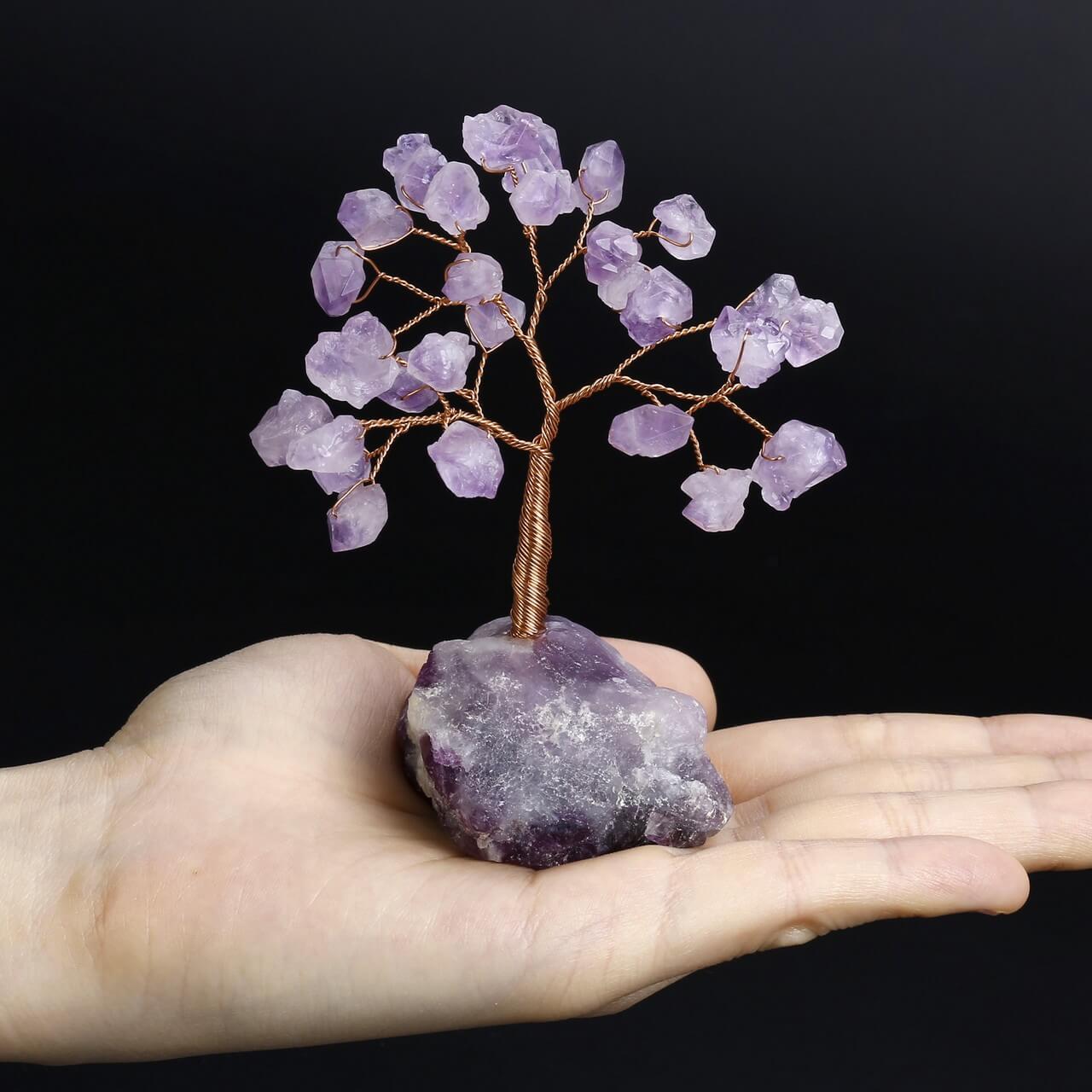 asd040601 Jovivi amethyst reiki healing money tree home figuine