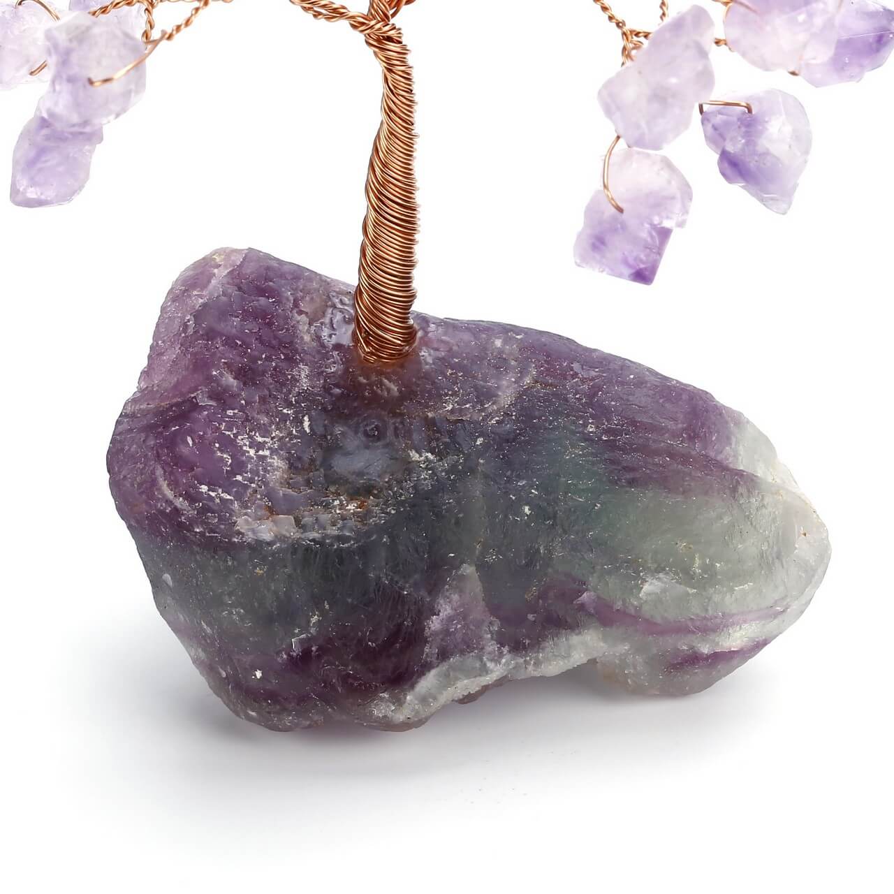 asd040601 jovivi amethyst healing crystals money tree wrapped on raw natural fluorite base