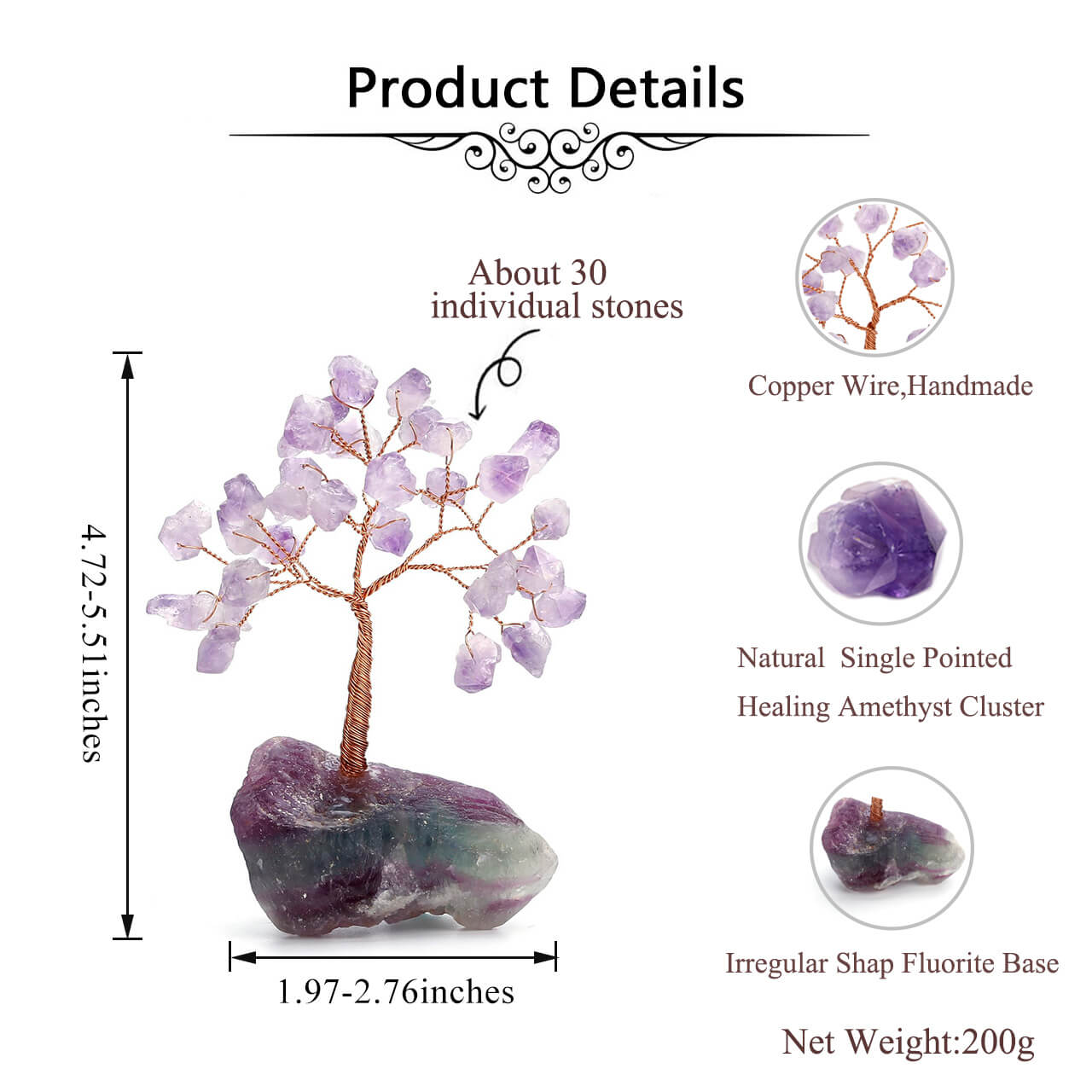 asd040601 jovivi amethyst healing tree statue meditation crystals ornament