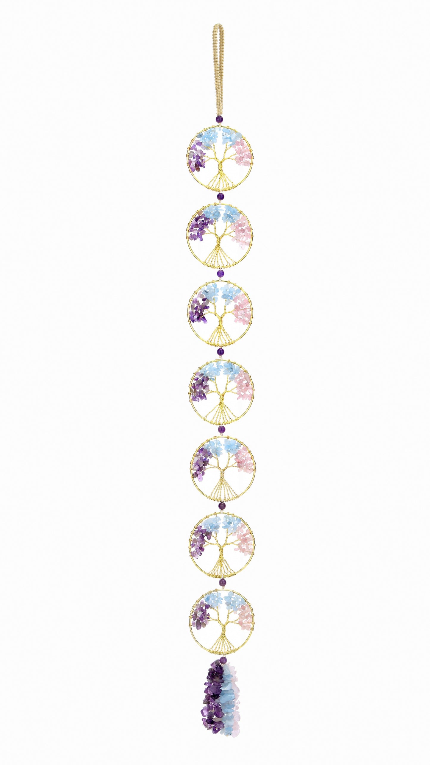 7 Chakra Healing Crystals Tree of Life Hanging Ornament | Jovivi