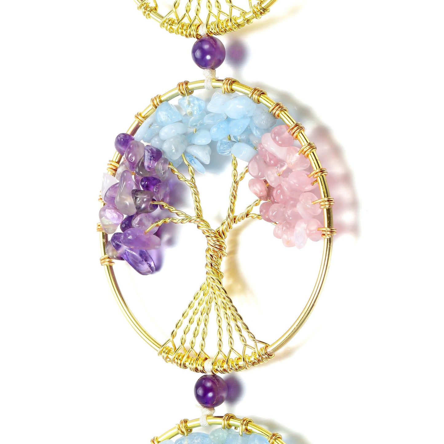 7 Chakra Healing Crystals Tree of Life Hanging Ornament | Jovivi