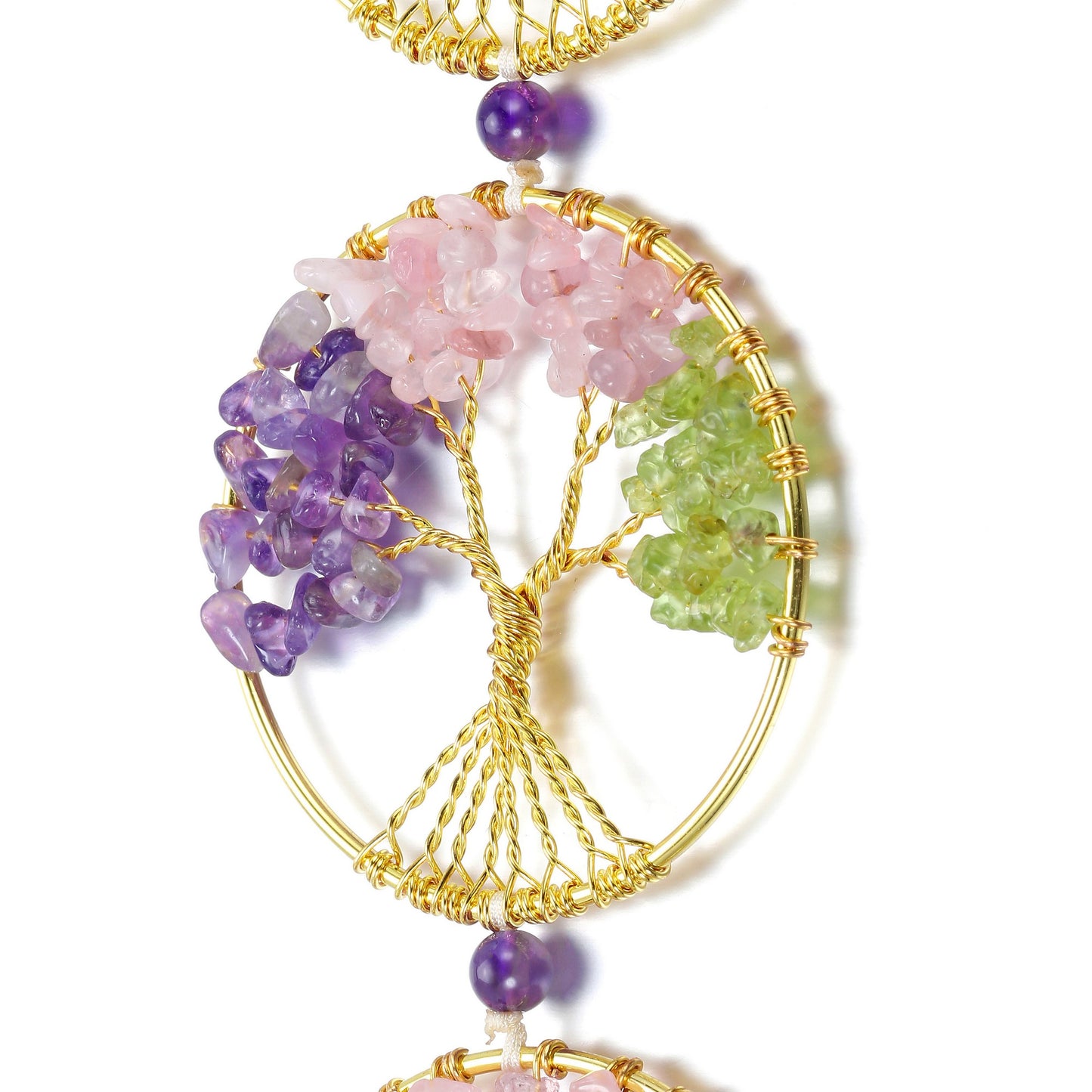 7 Chakra Healing Crystals Tree of Life Hanging Ornament | Jovivi