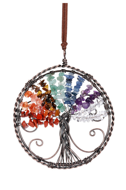 7 Chakra Healing Crystals Tree of Life Hanging Ornament | Jovivi