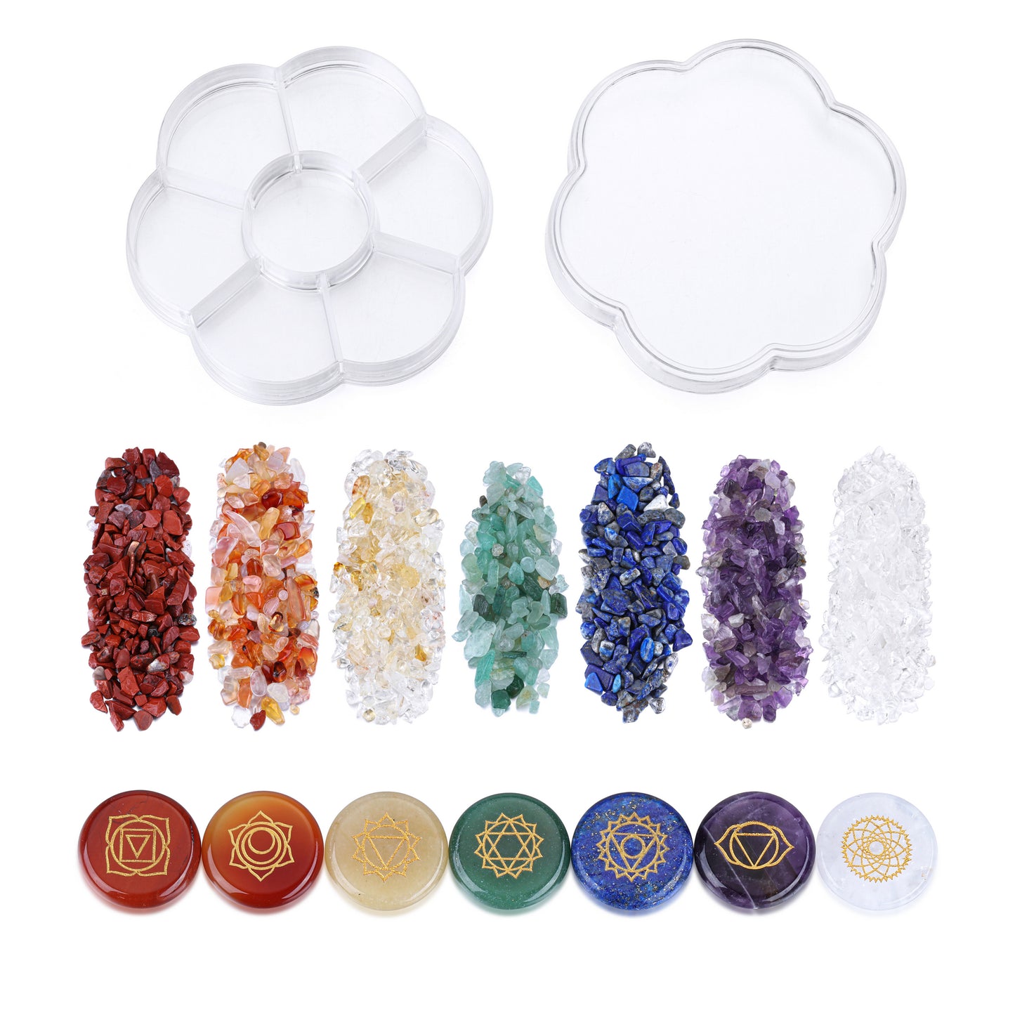 7 Chakra Healing Crystal Holistic Polished Stones & Tumbled Gemstones Set | Jovivi