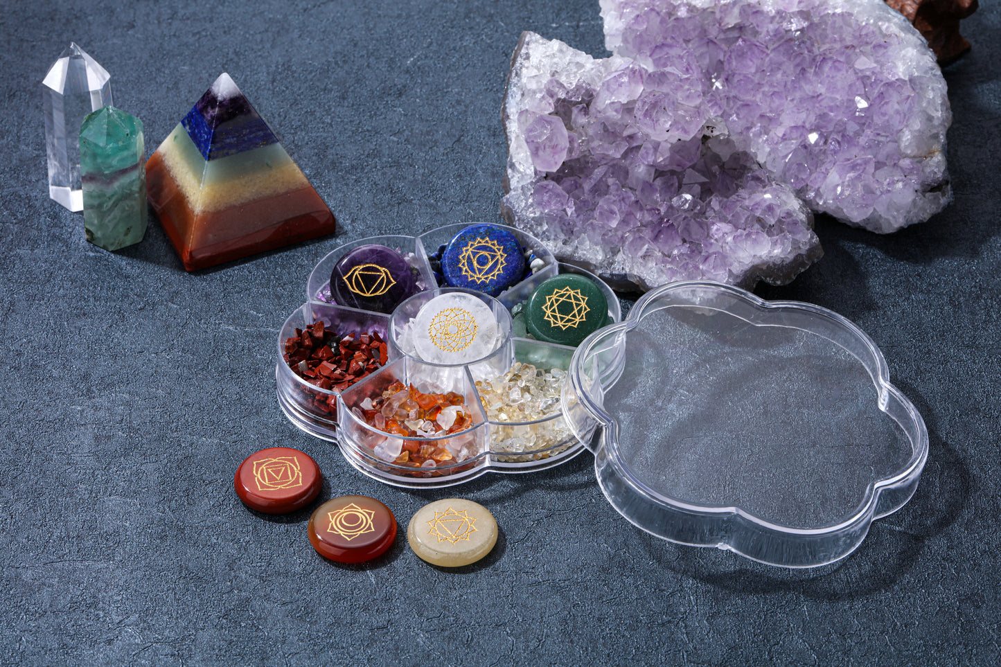 7 Chakra Healing Crystal Holistic Polished Stones & Tumbled Gemstones Set | Jovivi