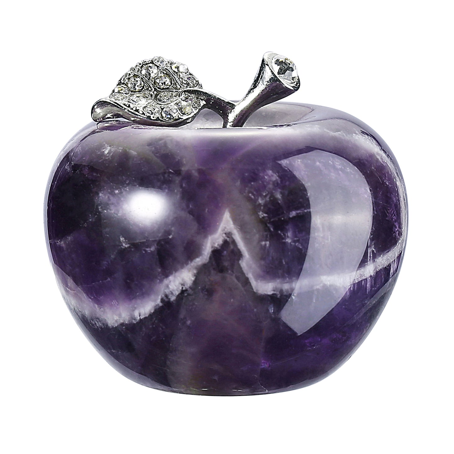 1.8" Carved Natural Amethyst Crystal Apple | Jovivi