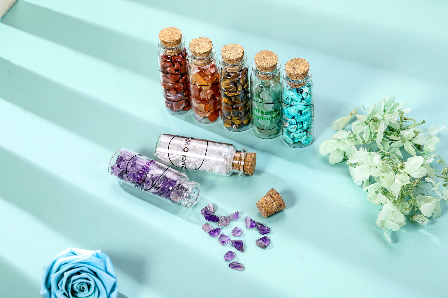 Mini Healing Crystal Chips Bottles Set | Jovivi