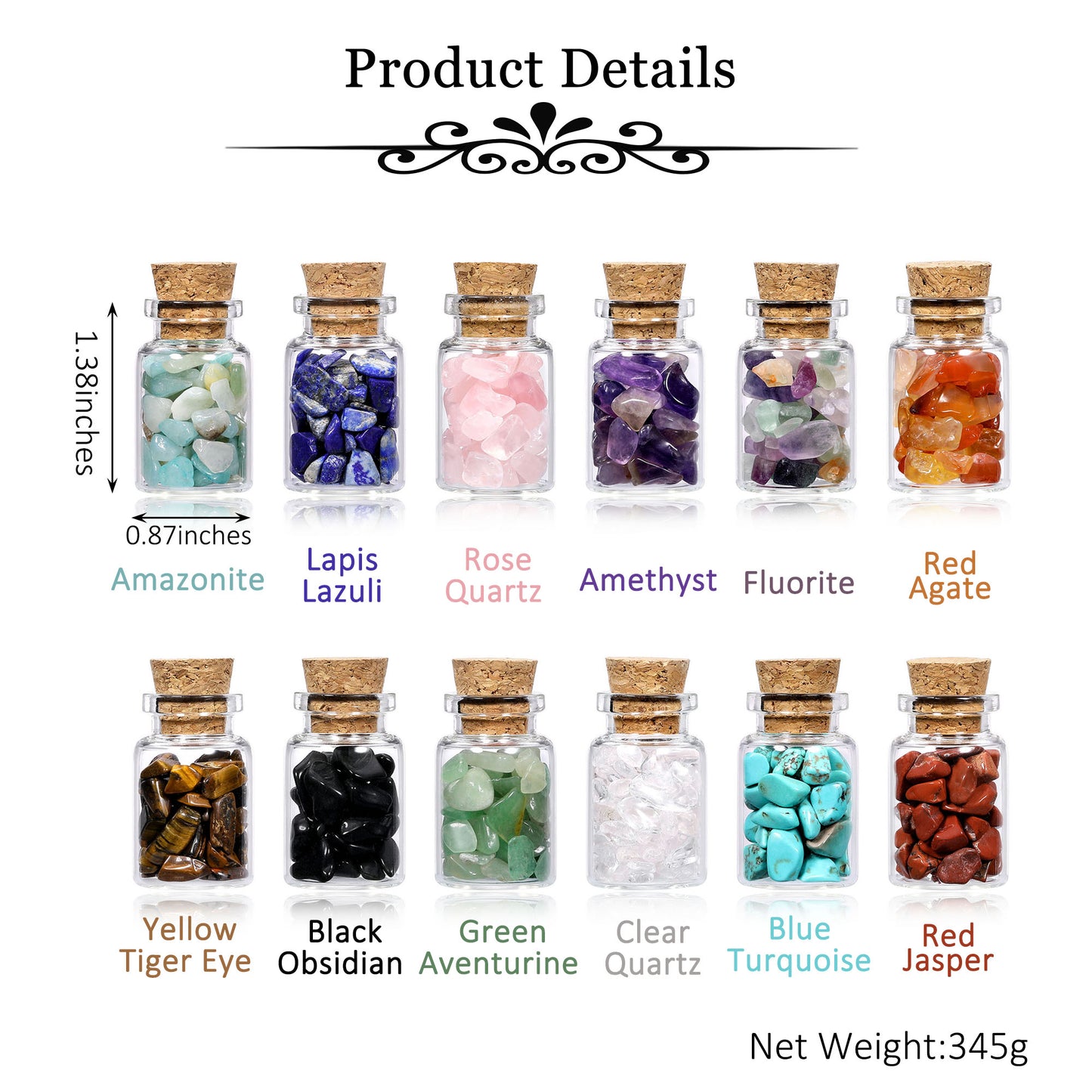 Mini Healing Crystal Chips Bottles Set | Jovivi