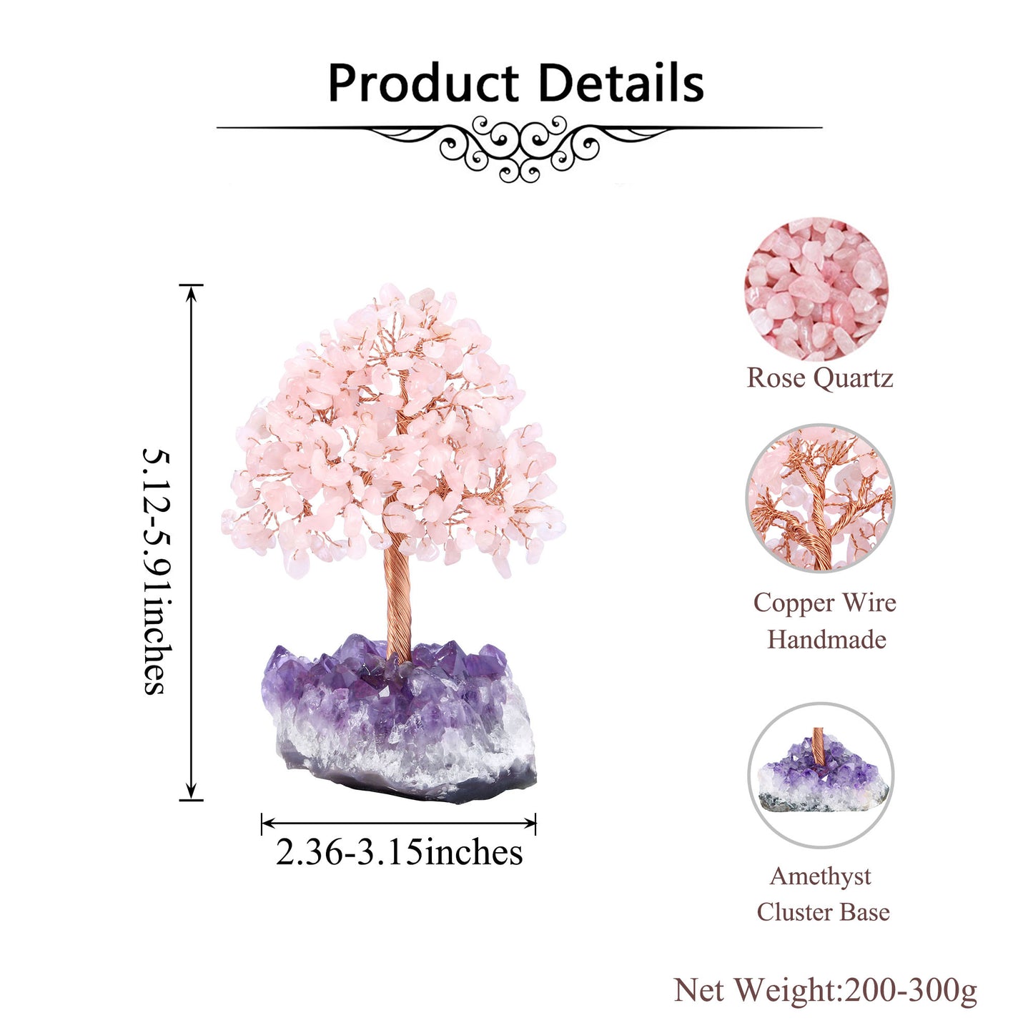 Natural Crystals Money Tree with Base Feng Shui Ornament | Jovivi