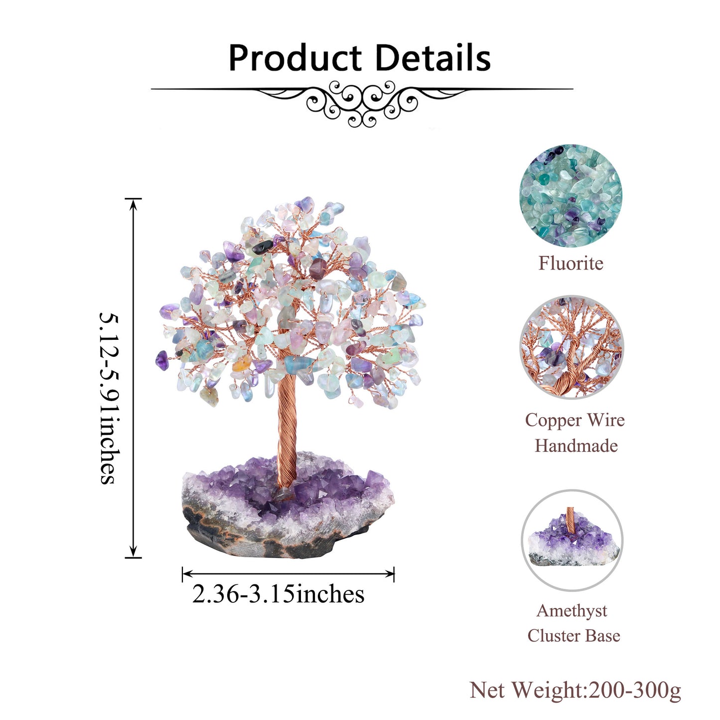 Natural Crystals Money Tree with Base Feng Shui Ornament | Jovivi