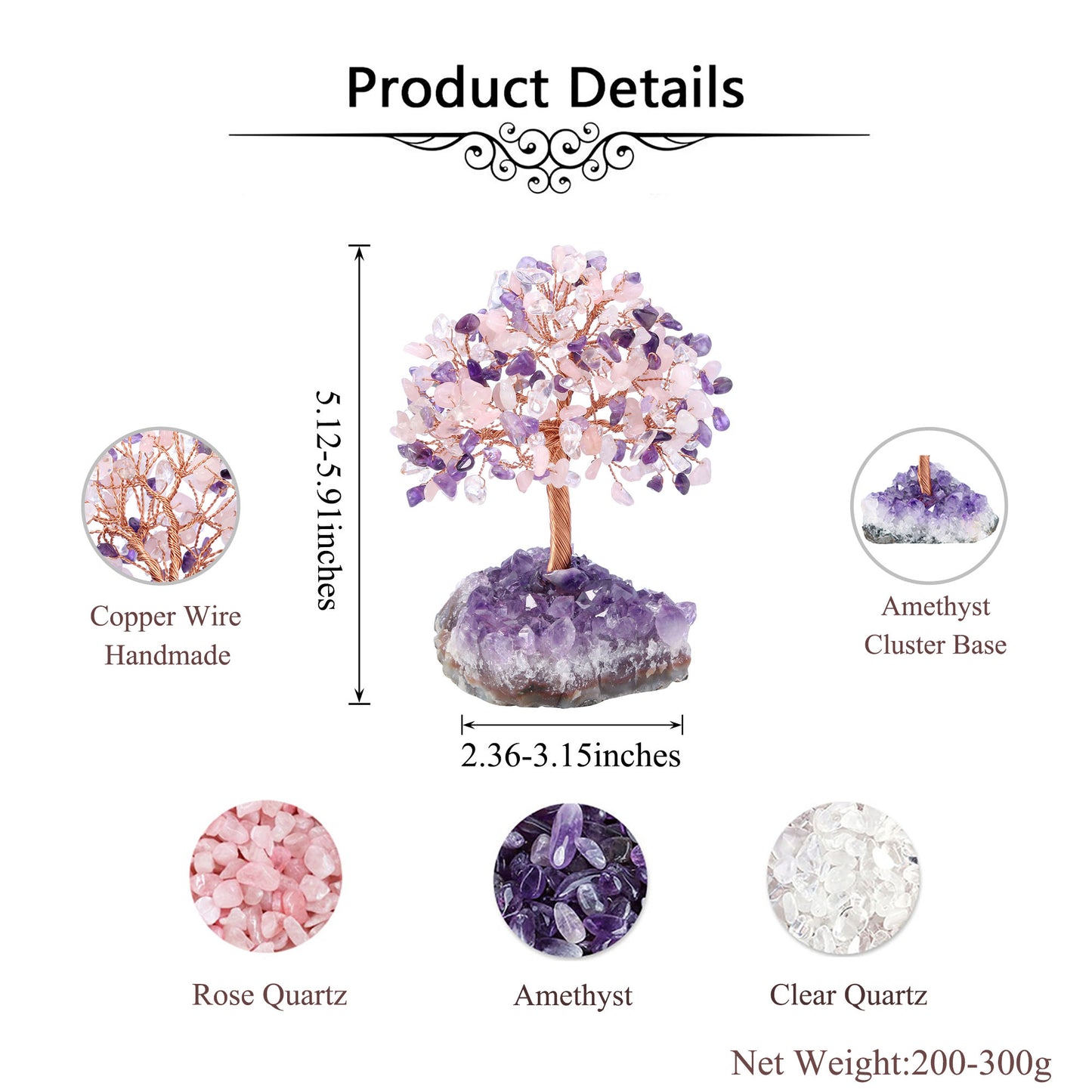 Natural Crystals Money Tree with Base Feng Shui Ornament | Jovivi