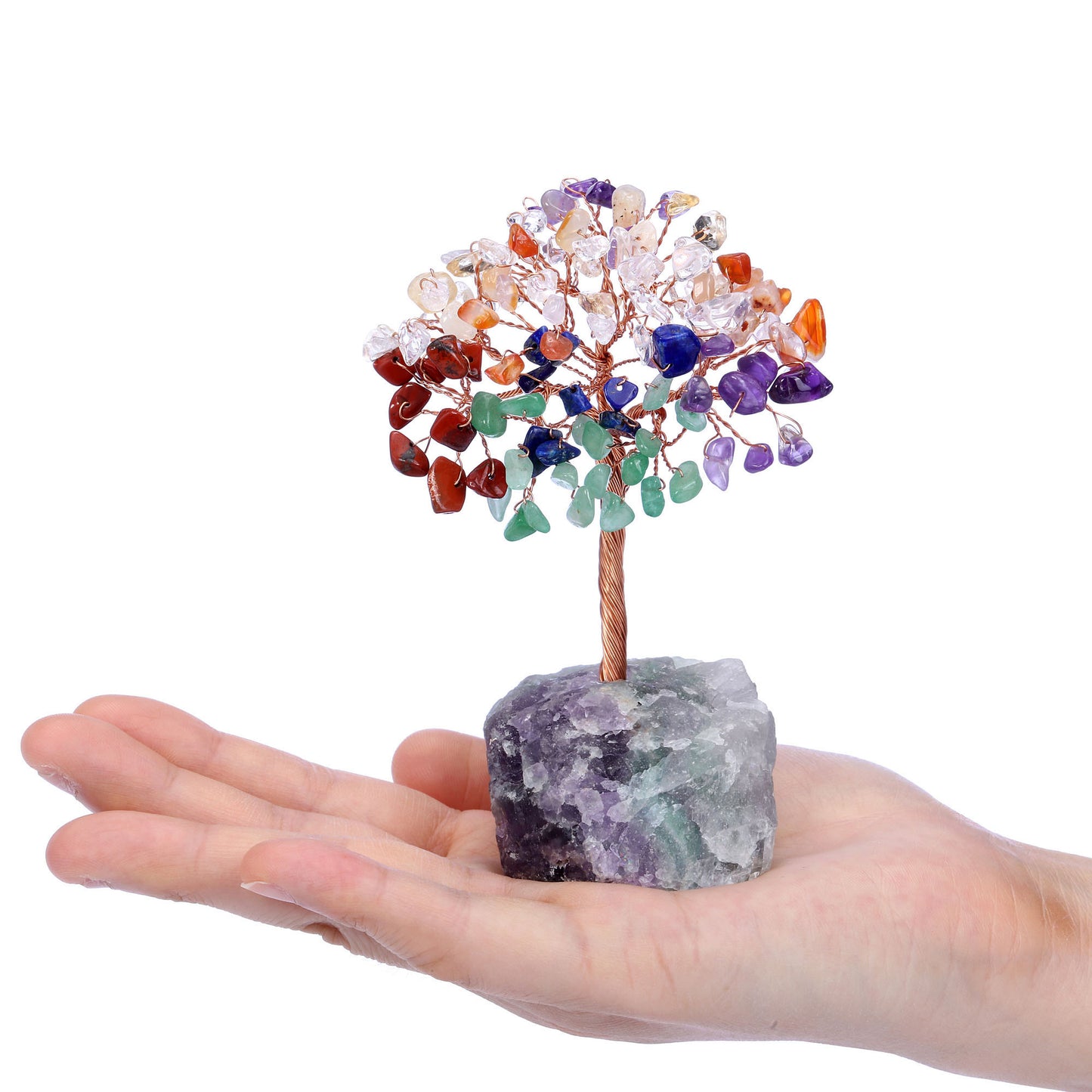 Natural Crystals Money Tree with Raw Crystal Base Feng Shui Ornament | Jovivi