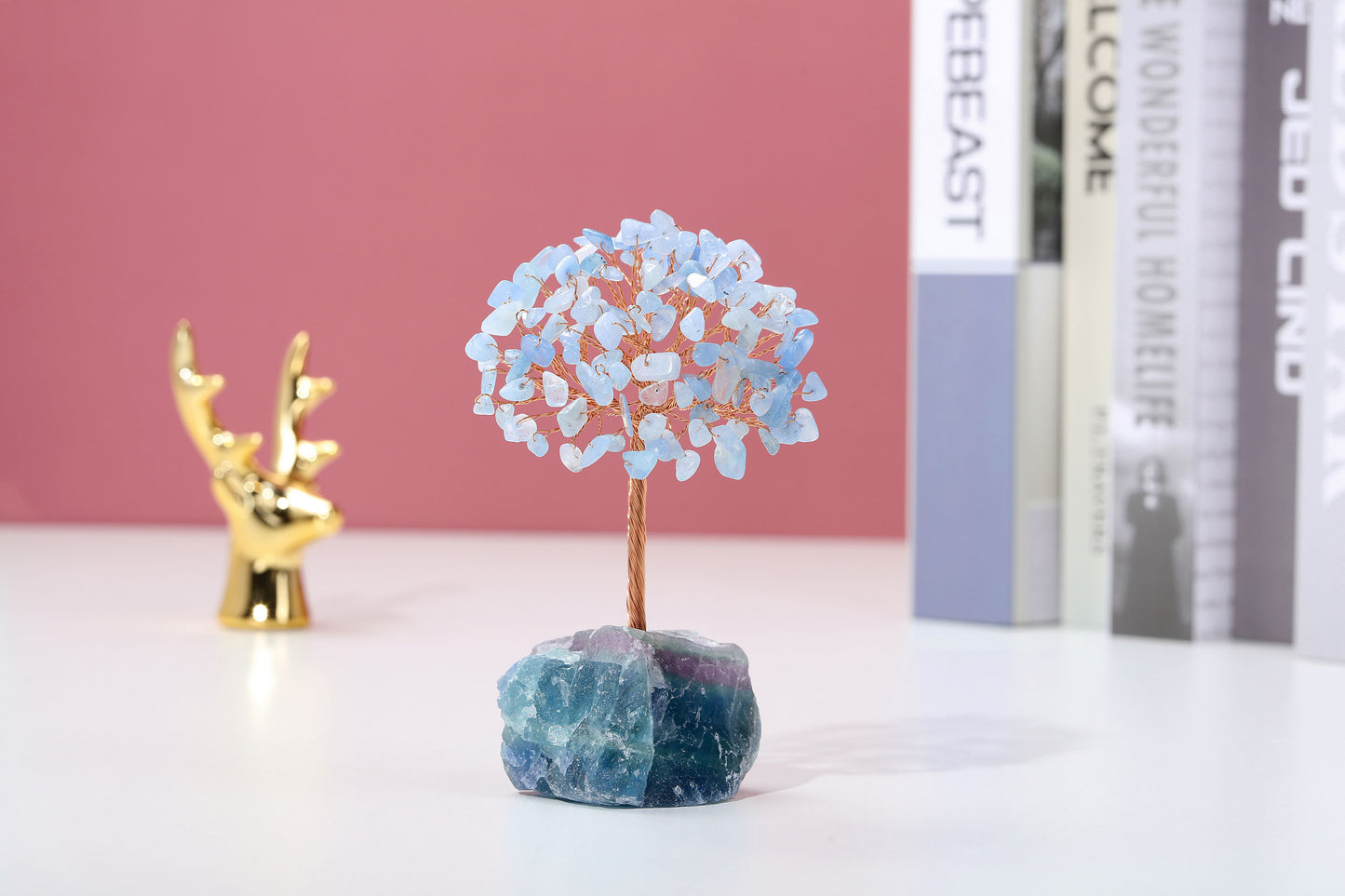 Natural Crystals Money Tree with Raw Crystal Base Feng Shui Ornament | Jovivi