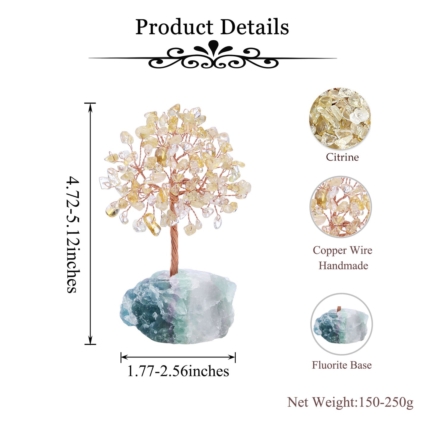 Natural Crystals Money Tree with Raw Crystal Base Feng Shui Ornament | Jovivi