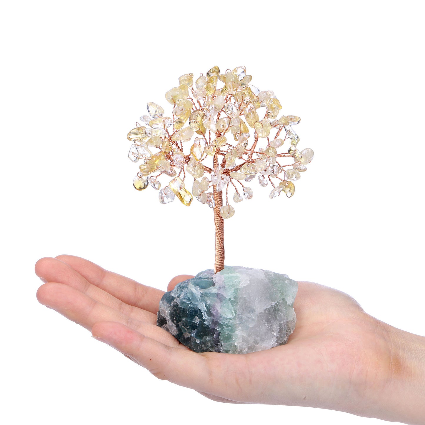 Natural Crystals Money Tree with Raw Crystal Base Feng Shui Ornament | Jovivi