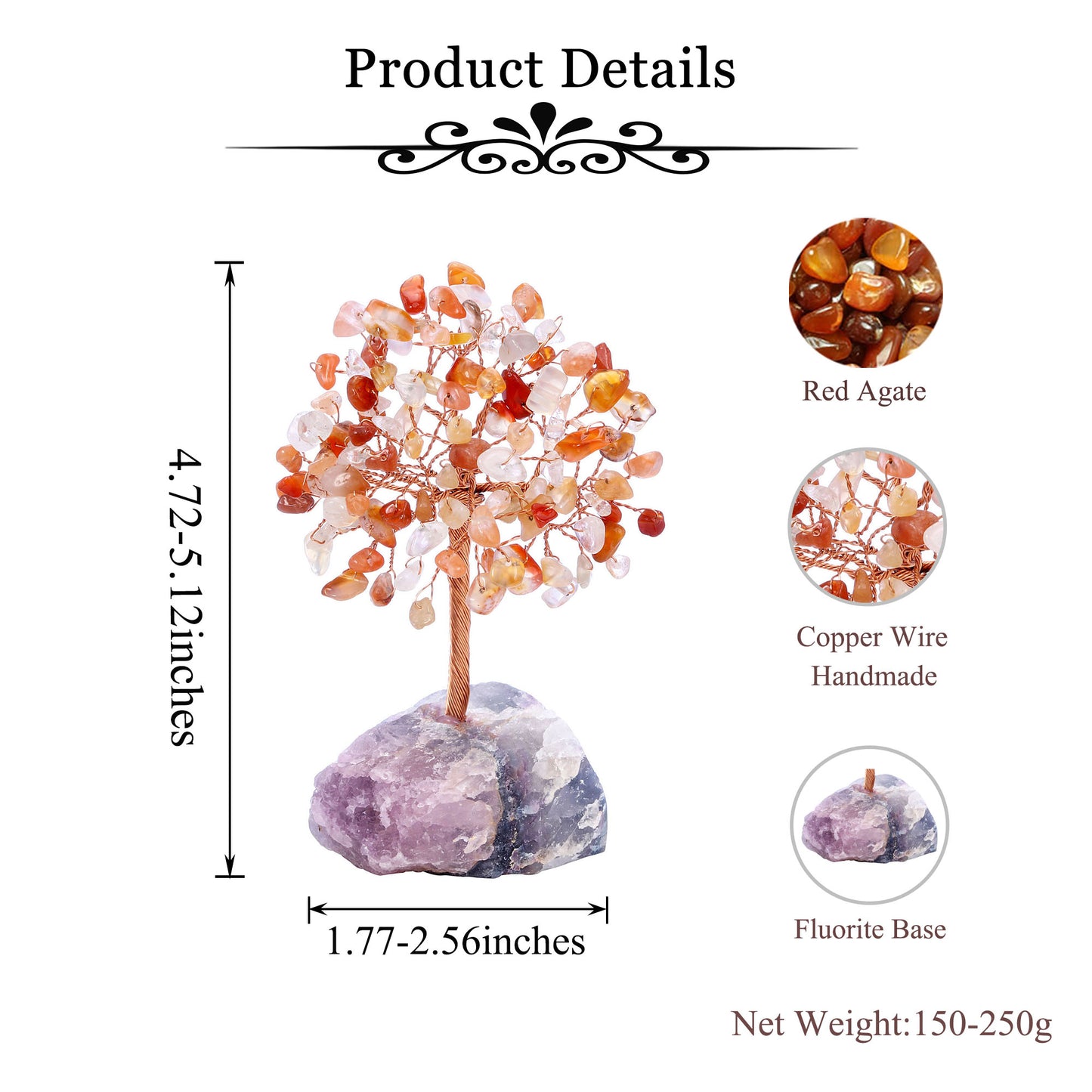 Natural Crystals Money Tree with Raw Crystal Base Feng Shui Ornament | Jovivi