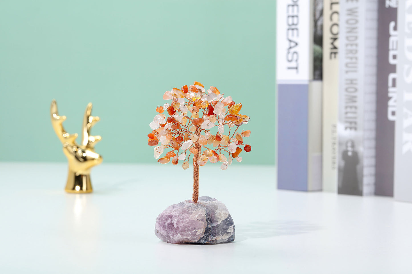 Natural Crystals Money Tree with Raw Crystal Base Feng Shui Ornament | Jovivi