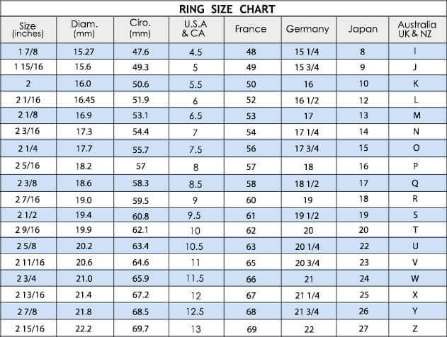 Jovivi ring size chart