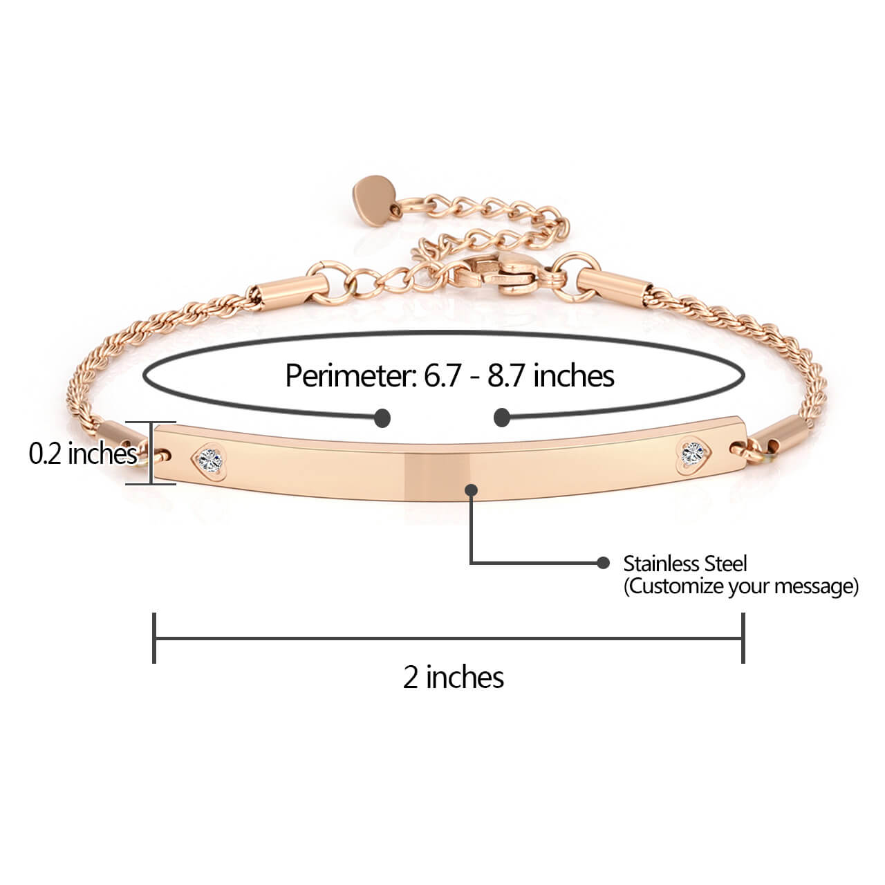 Personalized Coordinate Name Bar Bracelet Rose Gold | Jovivi - Jovivi
