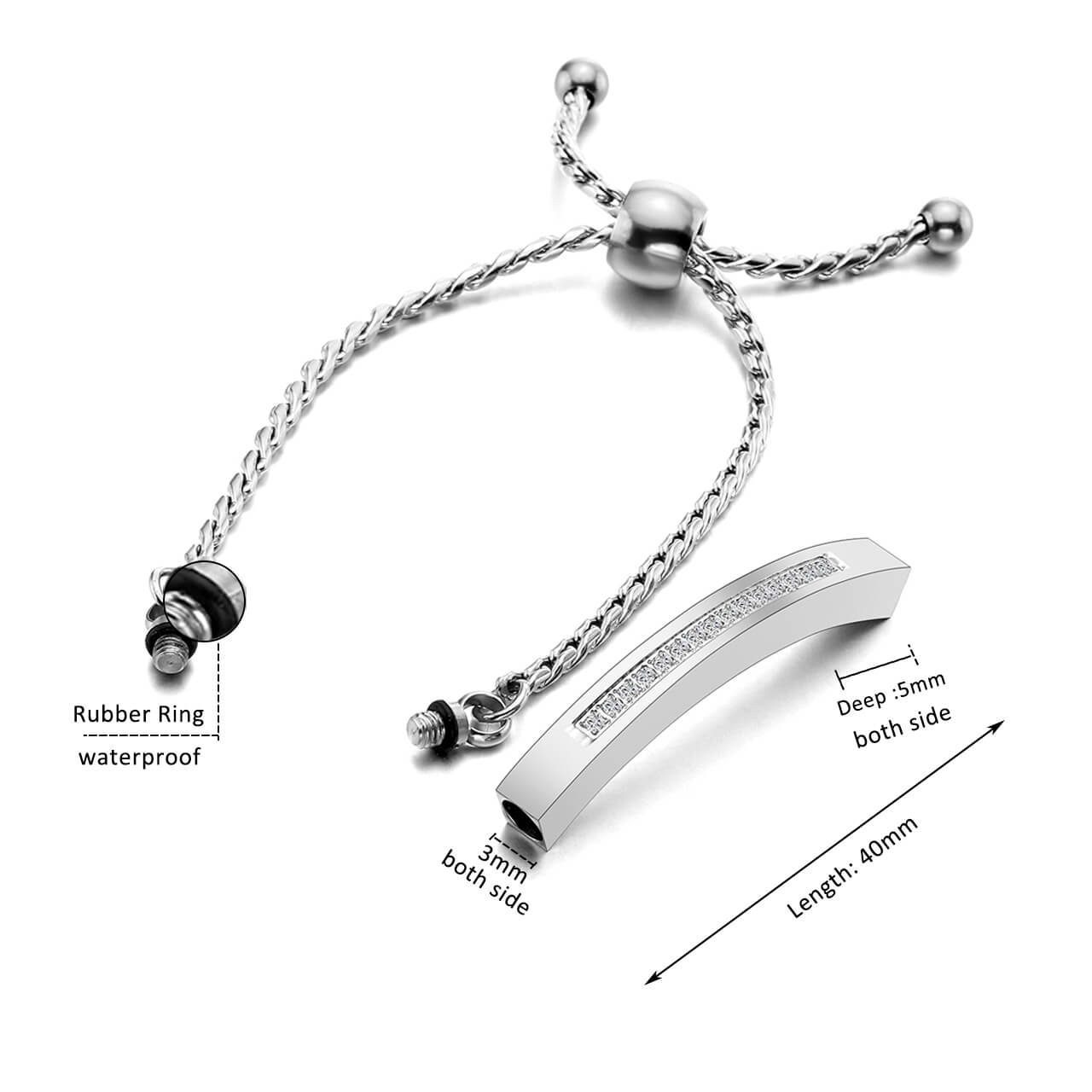 Personalized Tube Bar Urn Bracelets for Ashes | Jovivi