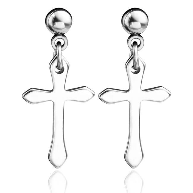 Jovivi unisex cross studs ear barbell earrings Stainless Steel Cross Barbell Stud Earrings gift Tragus Cartilage Helix Earrings
