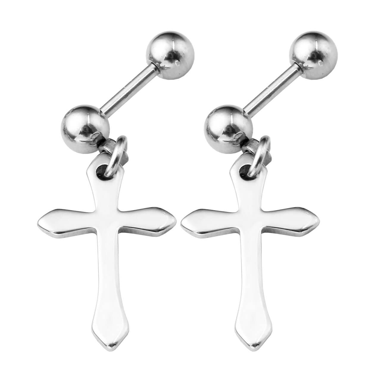 Jovivi unisex cross studs ear barbell earrings Stainless Steel Cross Barbell Stud Earrings gift Tragus Cartilage Helix Earrings