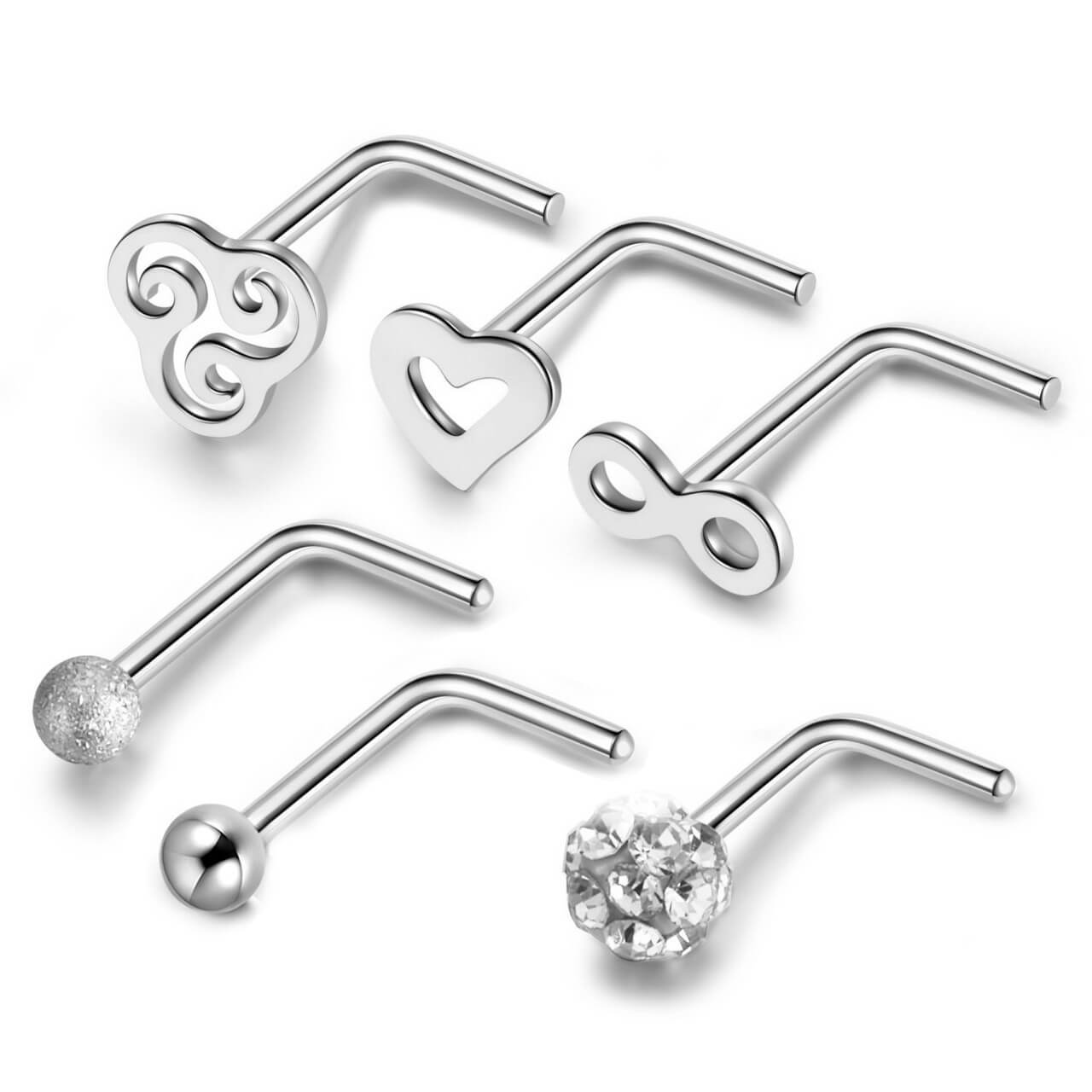 jez198004 jovivi 20G stainless steel nose rings studs jewelry for men and women