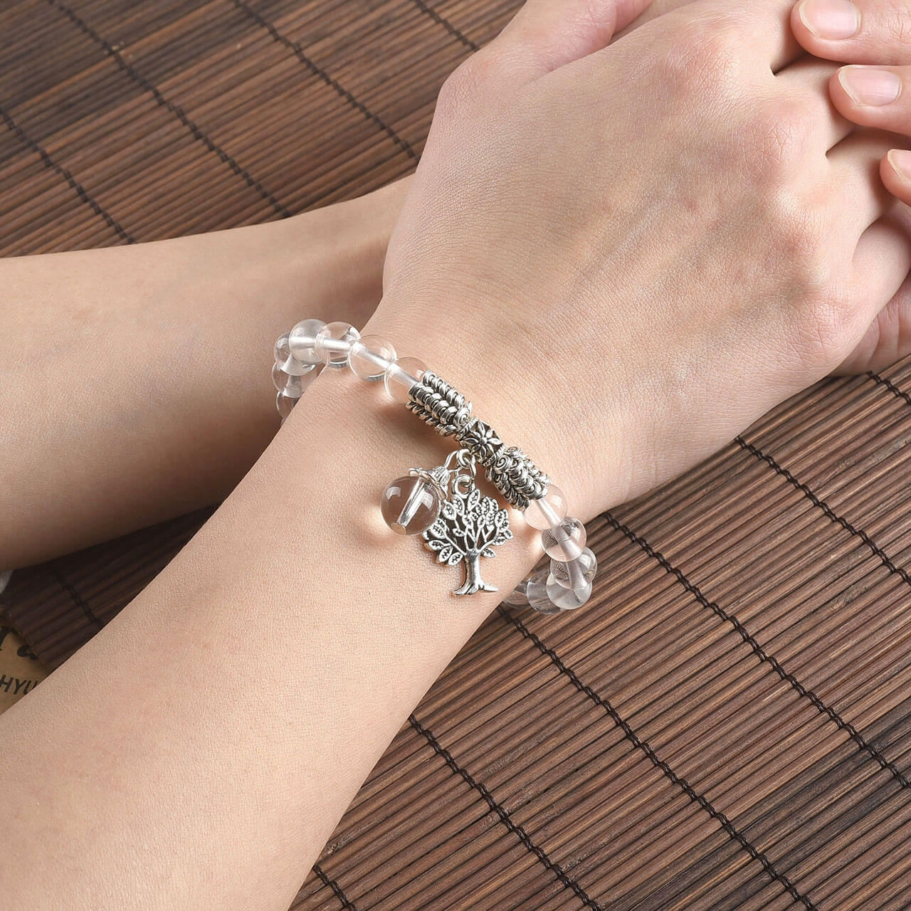 Natural Crystal Bracelet with Tree of Life Lucky Charm | Jovivi - Jovivi