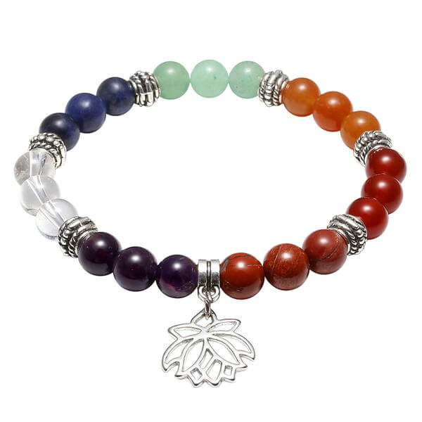 7 Chakras Crystal Beads Lotus Charm Bracelet | Jovivi - Jovivi
