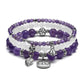 jovivi 3pcs amethyst beaded bracelets with lotus charm jjb086501