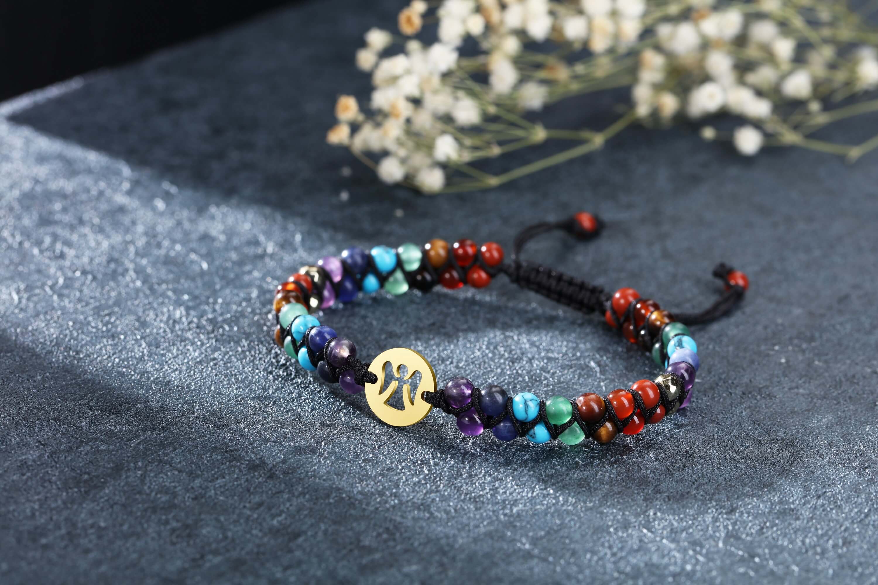 Jovivi 4mm 7 Chakras Healing Beads Bracelet Yoga Jewelry for Women